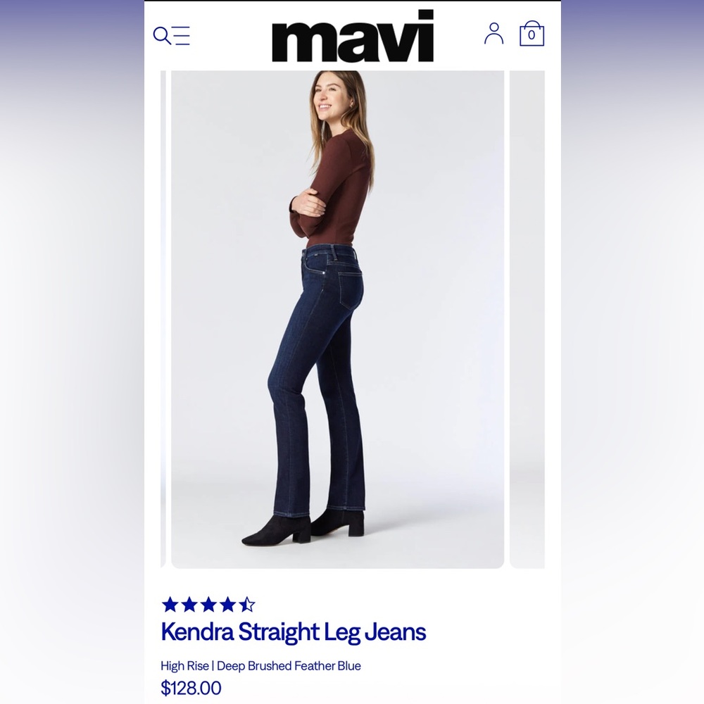 NWOT Mavi Kendra hi rise straight leg jeans, size 25